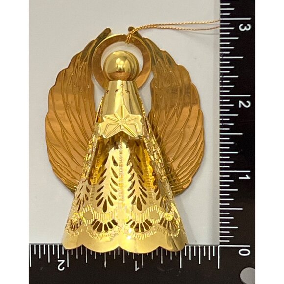 1988 HALLMARK KEEPSAKE ORNAMENT QLX711-4 HEAVENLY GLOW BRASS ANGEL LIGHTED - Picture 5 of 8